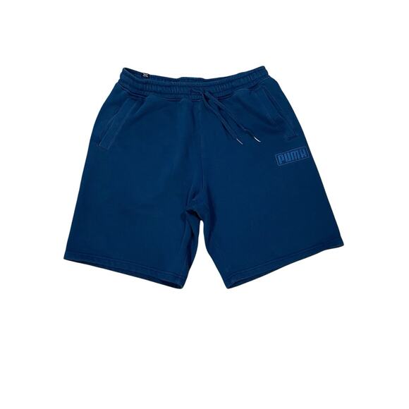 Puma Men’s Medium Sweat Shorts Blue Fleece Drawstring Pockets Gym Workout Summer - Picture 1 of 13